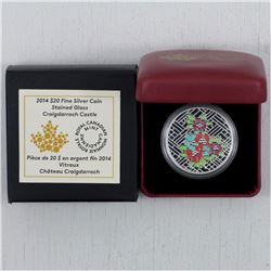RCM Issue; 2014 $20 Craigdarroch Castle Fine Silver Stained Glass Coin  (TAX Exempt)