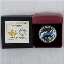 2014 Canada $20 Great Lakes - Lake Ontario Fine Silver Coin  (TAX Exempt) - tattered box