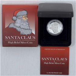 2014 Australia Perth Mint $1 Santa Claus 1oz .999 Fine Silver Proof High Relief Coin (Tax Exempt)