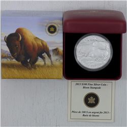 2013 $100 for $100 The American Bison Stampede Master of the Prairie Wind Fine Silver Coin (1st coin