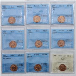 Estate Lot of Canada CCCS/ICCS Certified 1-cent Coins. You will receive the 1955 CCCS MS-63,  1957 C
