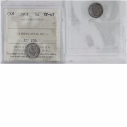 1901 Canada 5-cent ICCS Certified EF-45