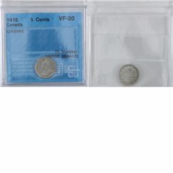 1915 Canada 5-cent CCCS Certified VF-20 -Cleaned