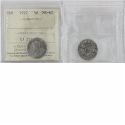 1927 Canada 5-cent ICCS Certified MS-62