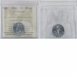 1945 Canada 5-cent ICCS Certified MS-64