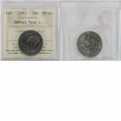 1982 Small Beads Type 2 Canada 50-cent ICCS Certified MS-64