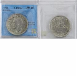 1938 Silver Dollar CCCS Certified AU-55