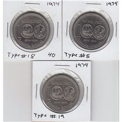 Estate Lot of 3 x 1974 Canada 100th Anniversary of the City of Winnipeg One Dollar Varieties. You wi