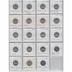 Estate Lot of 19 x Canadian 5-cent coins with Minor Varieties as indicated on the holders. Please vi