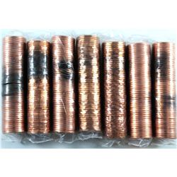 Estate Lot of 7 x 1991-2002 Canadian 1-cent Original rolls. You will receive the 1991, 1993, 1996, 1