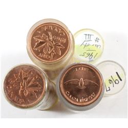 1964, 1965 Variety 3, and 1967 Canada 1-cent Rolls of 50pcs (3pcs)