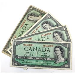 Complete Signature Type Set of the 1954 Modified Portrait $1.00. Includes 4 Notes; one from each Sig