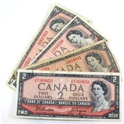 Complete Signature Type Set of the 1954 Modified Portrait $2.00. Lot included 4 Notes, one from each