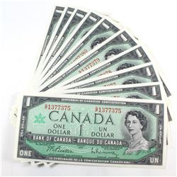 10 x 1967 $1.00 Notes, prefix G/P with Consecutive Serial Numbers in UNC Condition.