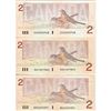 Image 1 : Set of 3 x 1986 replacement $2.00 Notes in Average Circulated Condition.