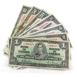 Nearly Complete Denominational Type Set of the 1937 Series.  Lot includes 7 Notes; one of each denom