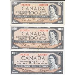 Complete Signature Type Set of the 1954 Modified Portrait $100 Note.  Lot included 3 x $100 Notes; o
