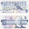Image 1 : 1986 3 Digit RADAR $5.00 Note from the Bank of Canada; cat code BC-56c, Bonin-Thiessen signatures, P