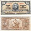 Image 1 : 1937 $100 Note from the Bank of Canada; cat code BC-27b, Gordon-Towers signatures in Extra Fine Cond