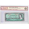Image 1 : 1954 Changeover $1.00 Note from the Bank of Canada; cat code BC-37b-i, Beattie-Rasminsky signatures,