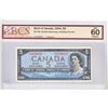 Image 1 : 1954 $5.00 Note from the Bank of Canada; cat code BC-39b, Beattie-Rasminsky signatures, Prefix C/X, 