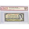 Image 1 : 1954 $20.00 Note from the Bank of Canada; cat code BC-41b, Beattie-Rasminsky signatures, Prefix F/W,