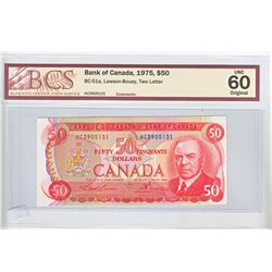 1975 $50.00 Note from the Bank of Canada; cat code BC-51a, Lawson-Bouey signatures, Prefix HC, BCS C