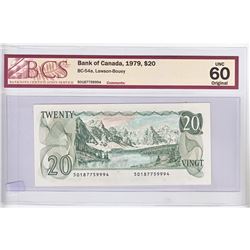 1979 $20.00 Note from the Bank of Canada; cat code BC-54a, Lawson-Bouey signatures, BCS Certified UN