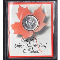 1992 Issue 1oz .9999 Fine $5 Silver Maple Leaf in deluxe holder (Tax Exempt)