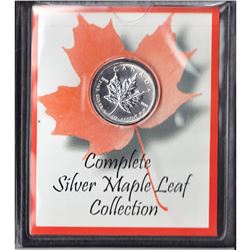 1993 Issue 1oz .9999 Fine $5 Silver Maple Leaf in deluxe holder (Tax Exempt)