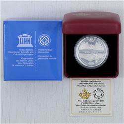 RCM Issue; 2015 $20 Fine Silver Coin - Unesco at Home & Abroad: Mount Fuji & The Canadian Rockies (T