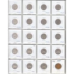 Estate Lot of Canada 5cts 1922 to 2013 (missing 1925, 1926). Most coins seem to be in average condit