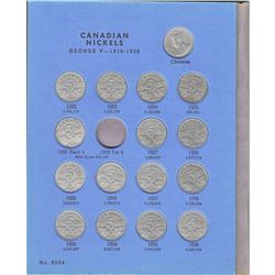 Estate Lot: Canadian Nickel Collection 1922-Date Blue Book Containing 42x 5-cent Dated 1922-1960, ex