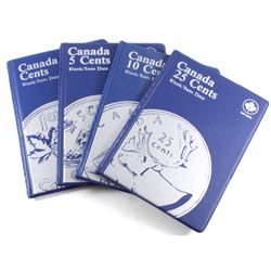 Estate Lot: 4x Canada Blue Coin Books for 1-cent, 5-cent, 10-cent and 25-cent. All of these books co