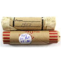 Lot of 2x Canada 1-cent Rolls Dated 1955.