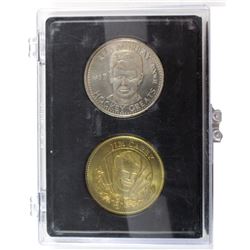 Estate Lot of 10x Various NHL Hockey Player Commemorative Medallions in Hard Plastic Case.