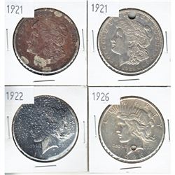 Estate Lot of 4x USA Silver Dollars Dated 2x 1921, 1922 & 1926. Sold as is.