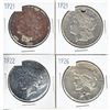 Image 1 : Estate Lot of 4x USA Silver Dollars Dated 2x 1921, 1922 & 1926. Sold as is.