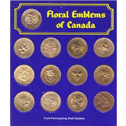 13-Medallion Floral Emblems and Coat of Arms of Canada Set.