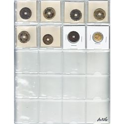 Mixed Page of 7x Chinese Cash Coins & 2001 Gold Coloured Panda Coin.