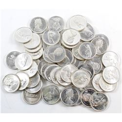 Group Lot of 61 x 1967 Canada 25-cent Silver Coins.