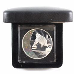 2007 Vancouver Olympic $25 Curling Sterling Silver Hologram coin. Coin comes Encapsulated with Displ