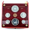 Image 1 : 1867-1967 Specimen Set with Medallion in hard plastic and Red leatherette Display Case (coins are li