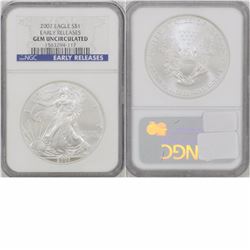 2007 Early Release United State 1oz  Silver Eagle NGC Certified Gem Uncirculated