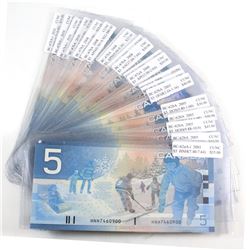 Group lot of 21 Different Insert Replacement $5.00 Notes in UNC or Better Condition. Years range fro