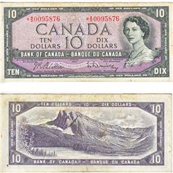 1954 Replacement $10.00 Note from the Bank of Canada; cat code BC-40bA, Beattie-Rasminsky signatures