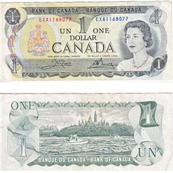 1973 $1.00 Test Note in Very Fine Condition; signatures Crow-Bouey, Prefix EXA