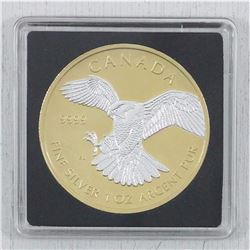 2014 Canada Gold Plated Peregrine Falcon 1oz $5 Commemorative Silver Maple Leaf. (Tax Exempt)