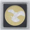 Image 1 : 2014 Canada Gold Plated Peregrine Falcon 1oz $5 Commemorative Silver Maple Leaf. (Tax Exempt)