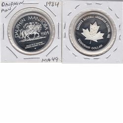 Low Mintage of 100!!! 1984 Dauphin Manitoba Trade Dollar .999 Fine Silver coin. (Tax Exempt)